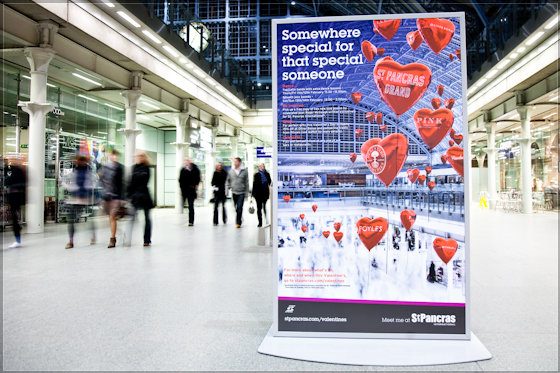 Promotional poster featuring the St Pancras photograph on the concourse at St Pancras International