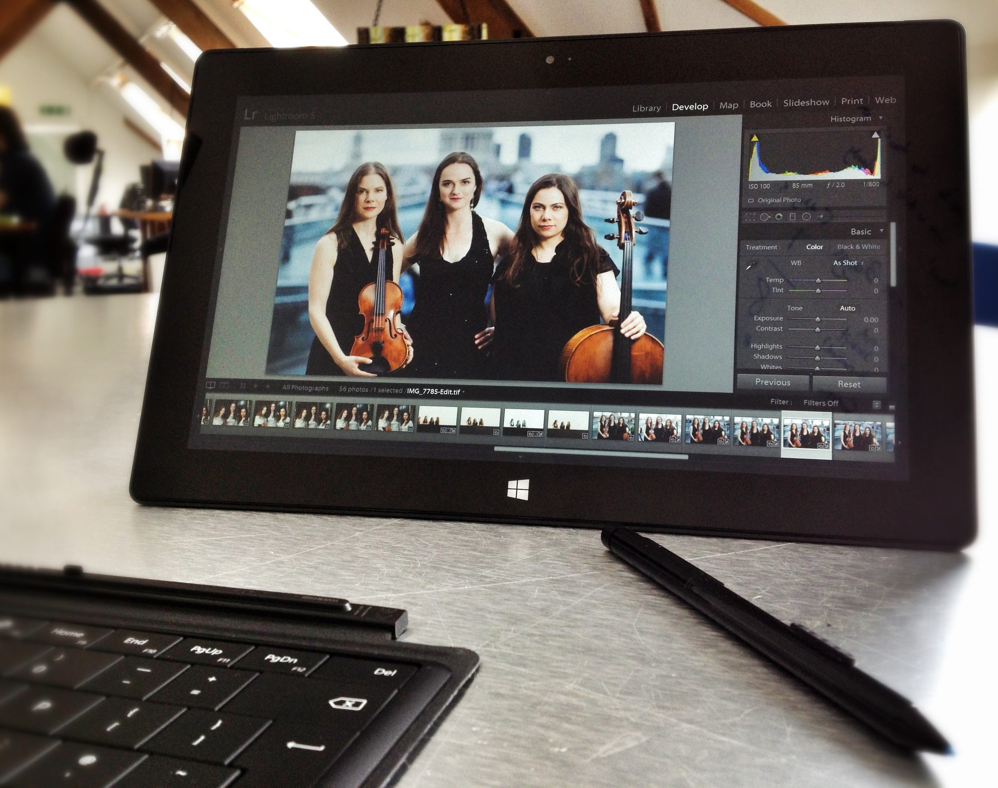 Editing photos in Lightroom on a Microsoft Surface Pro tablet with a Wacom pen